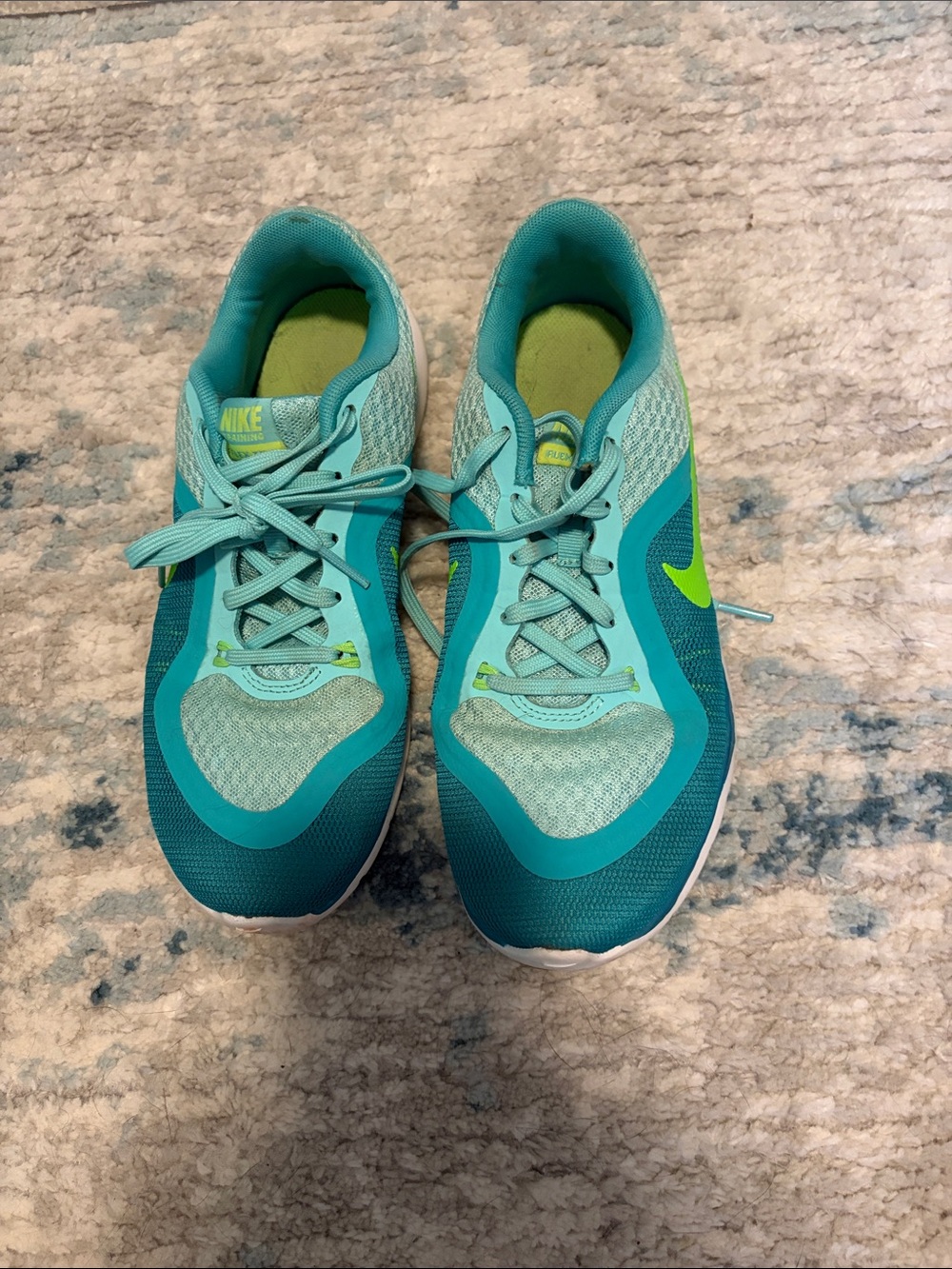 Nike Women's Teal and Lime Athletic Running Shoes